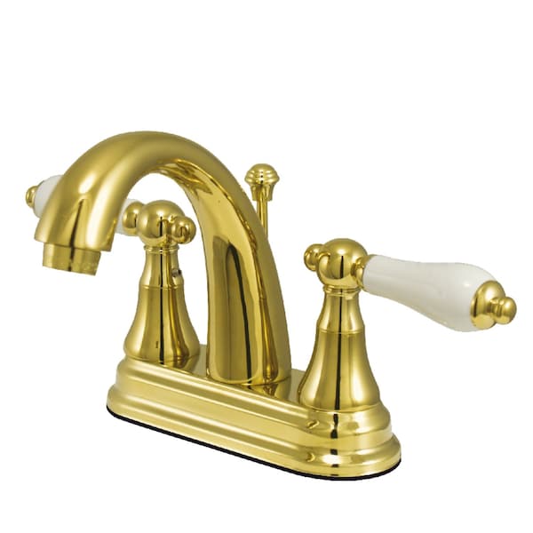 KS7612PL 4" Centerset Bathroom Faucet, Polished Brass